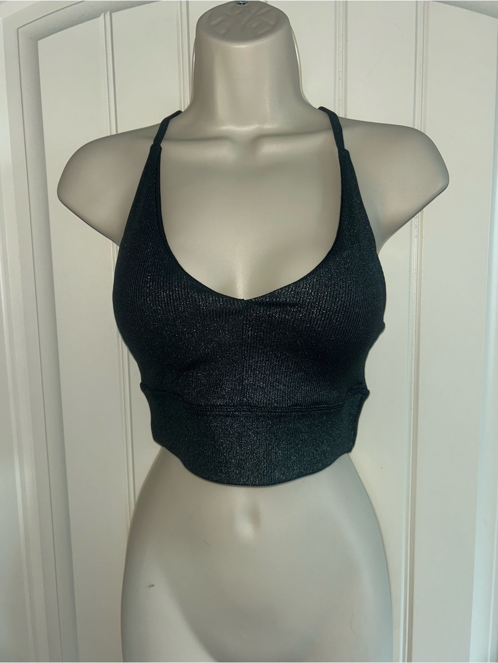 NEW Gianni Bini Dark Green Shimmer Sports Bra Sz M
